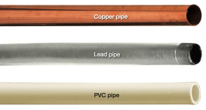 copper pipe lead pipe and PVC pipe